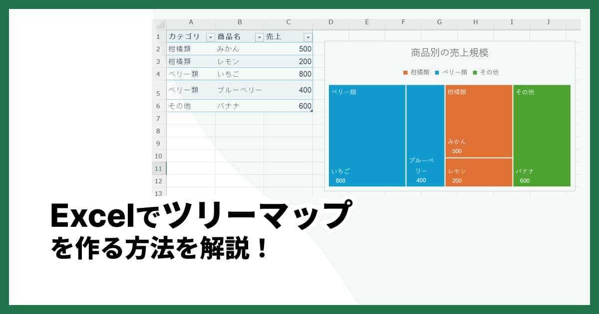 Excel(エクセル)でツリーマップを作成する方法|手順とコツを解説